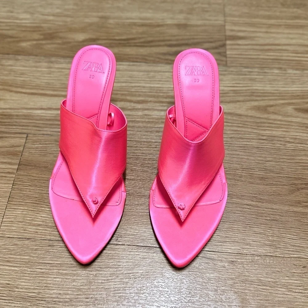 Zara pink pointed toe sandals - Picture 2 of 13